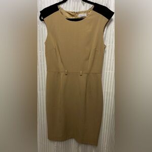 “Calvin Klein” SZ: (10) Mustard, Black Sleeveless Dress, Zipper & Hook Closure
